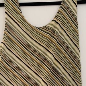 Retro Green Horizontal Striped Sleeveless Halter Dress